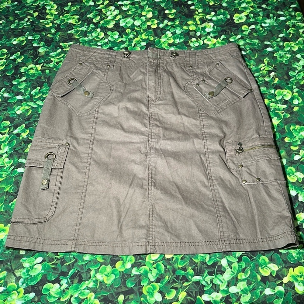 Point Zero Nicole Benisti Utility Chino Skirt Taupe Grey Earthtones size 11/12